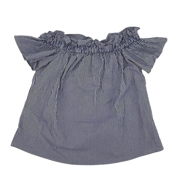 RACHEL Rachel Roy Blue White Striped Off Shoulder Peasant Top Size XS Women’s - Picture 1 of 7